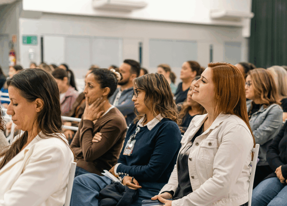 People gathered to listen to a speaker