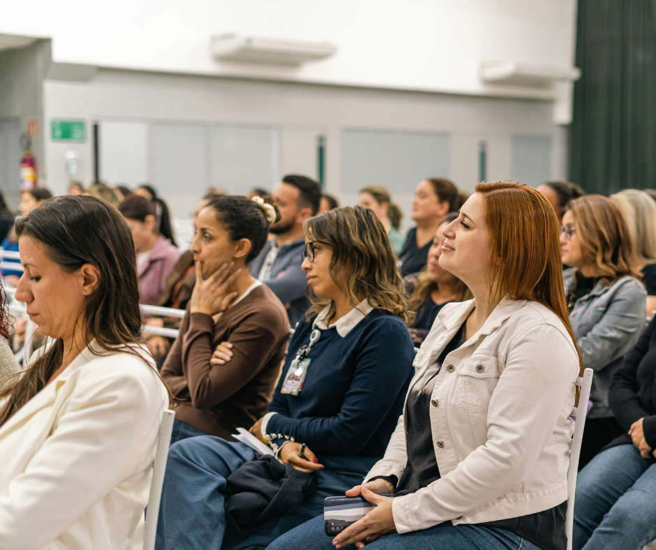 People gathered to listen to a speaker